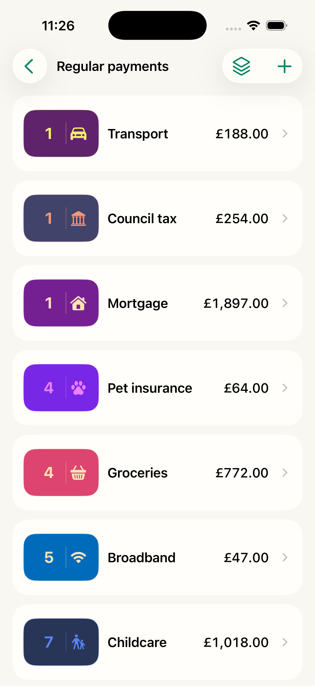 Real Dosh Pot Regular payments screen showing realistic recurring payments
