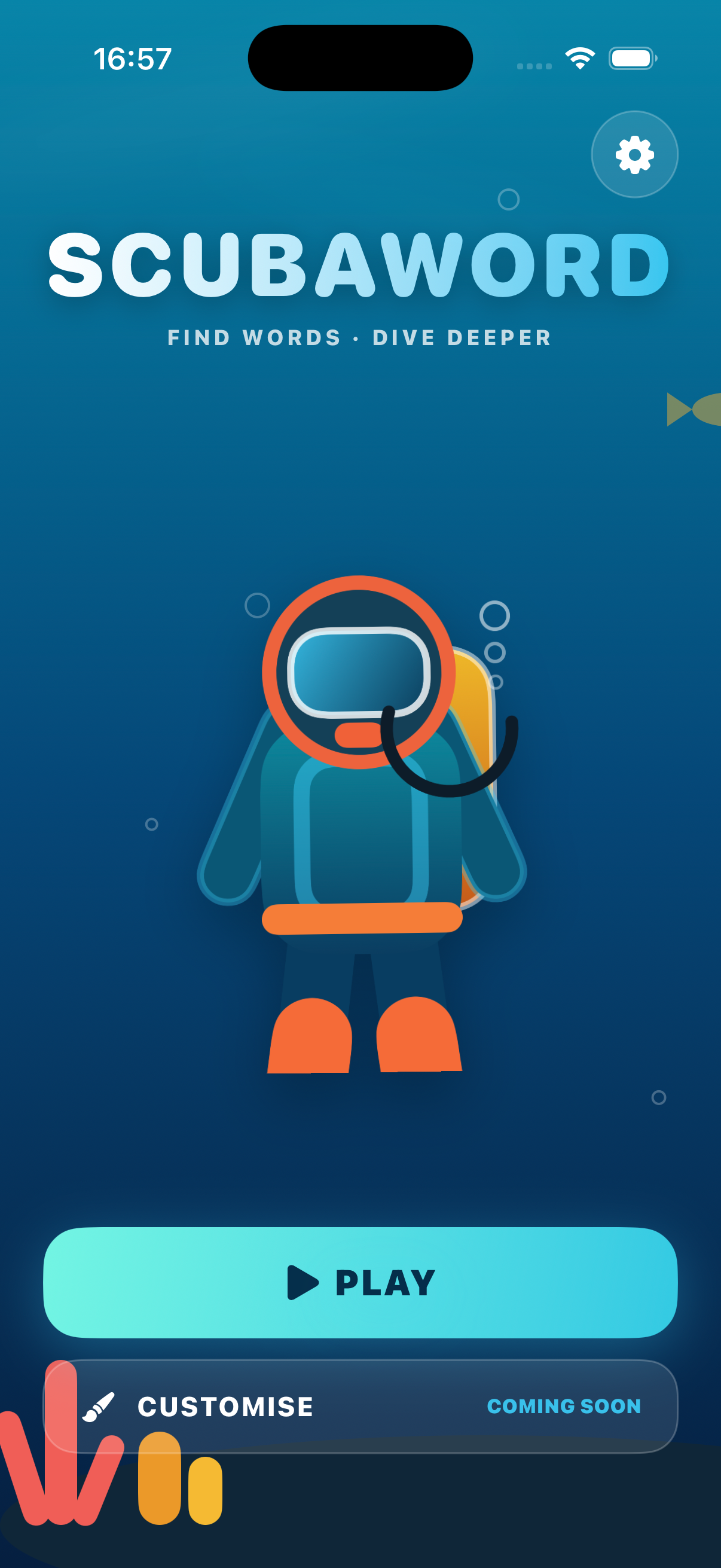 Refined early underwater mobile home screen with improved title wrapping