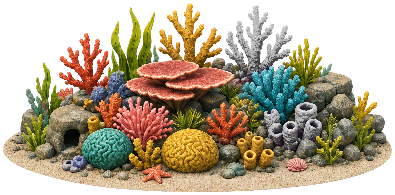 Transparent colourful coral reef strip