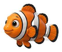 Transparent orange and white fish with restored body bands