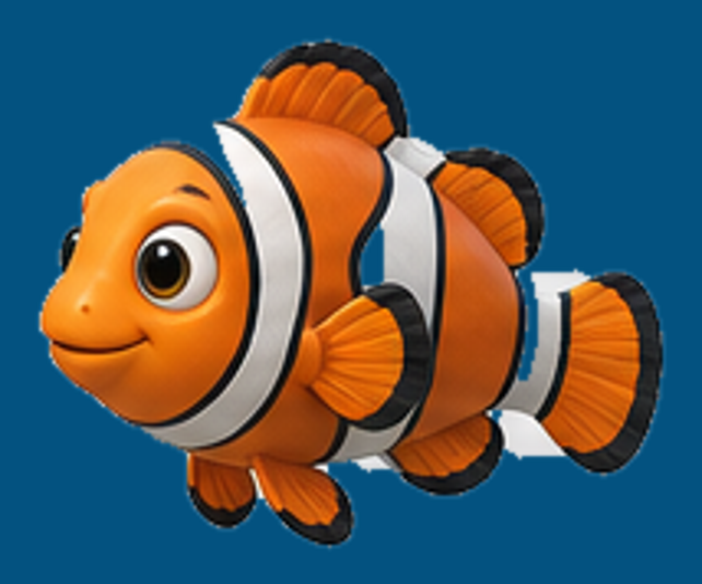 Corrected fish shown against a blue diagnostic background