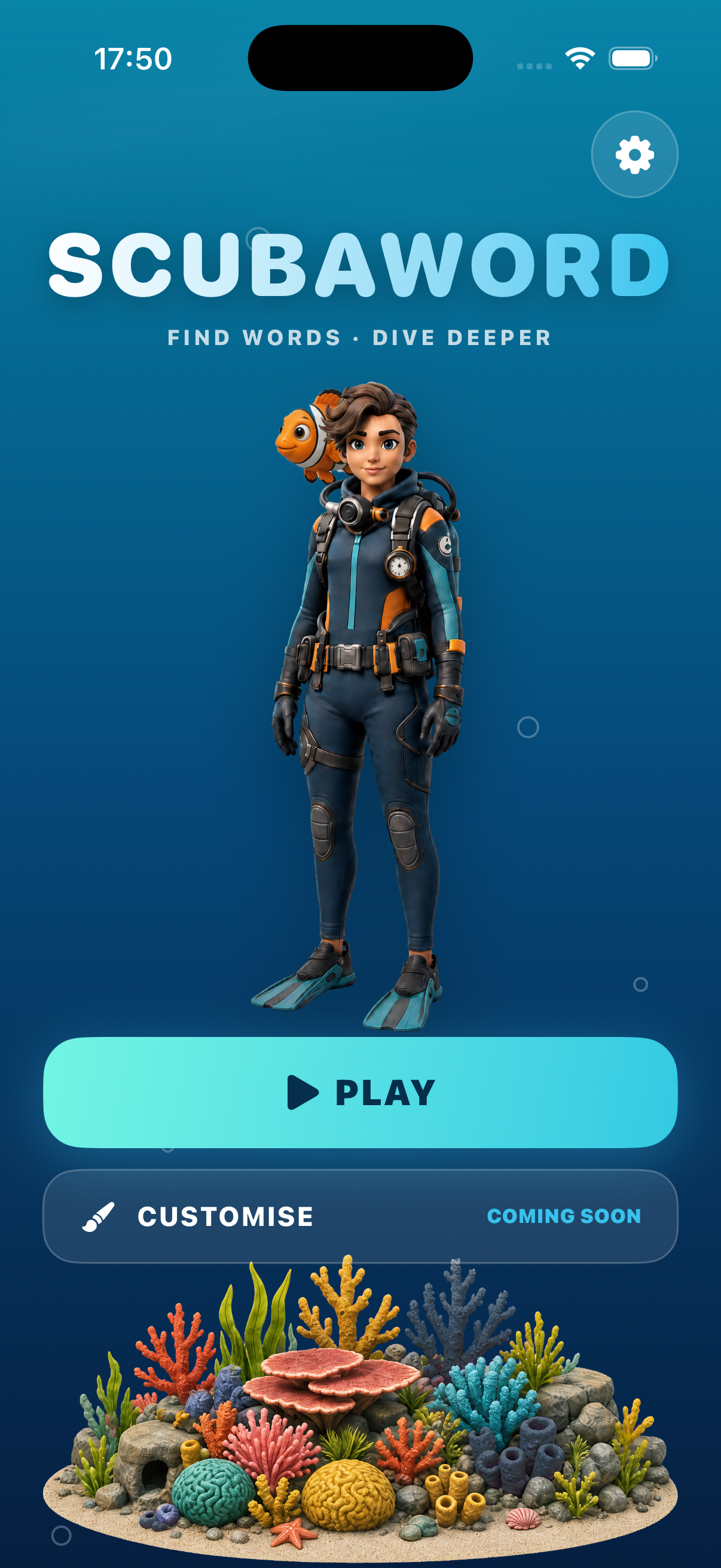 Underwater home screen captured during a navigation check