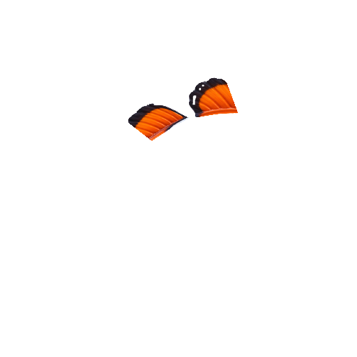Two isolated orange dorsal fins on a transparent registration canvas