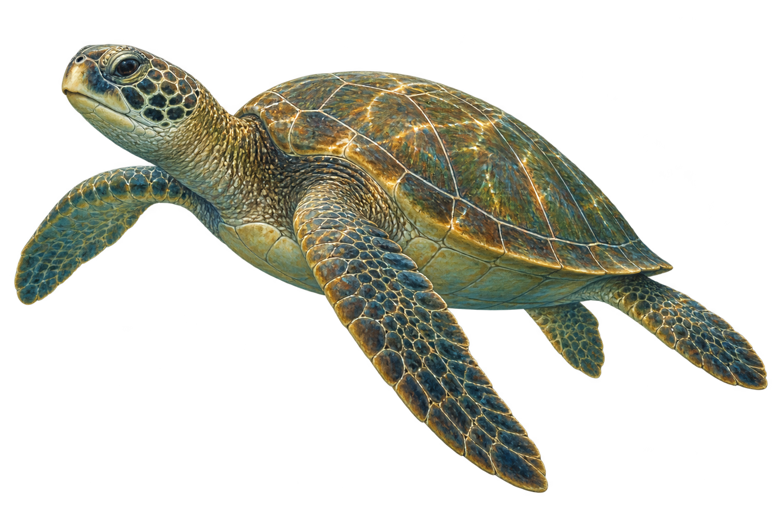 Realistic green sea turtle sticker