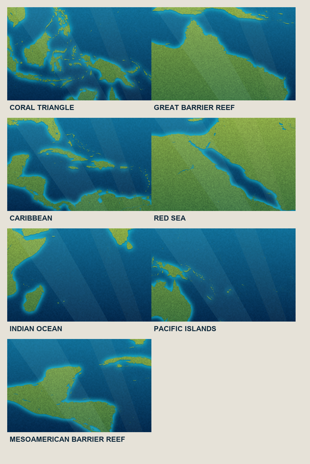 Reference sheet of seven production regional maps