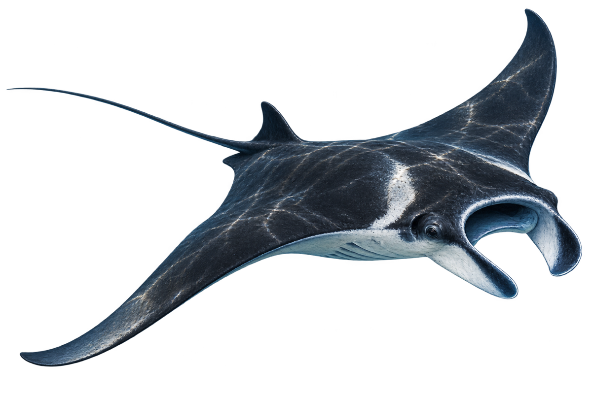Optimized realistic manta ray sticker