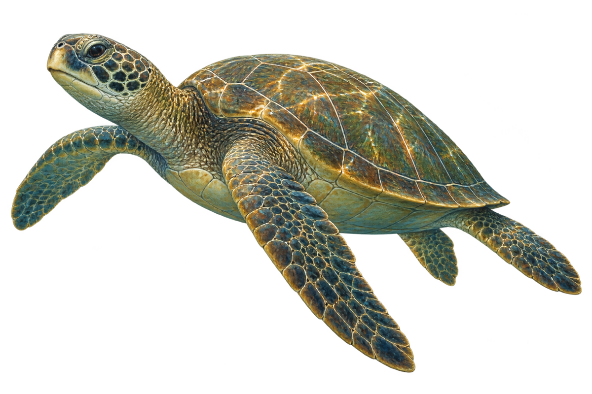Optimized realistic green sea turtle sticker