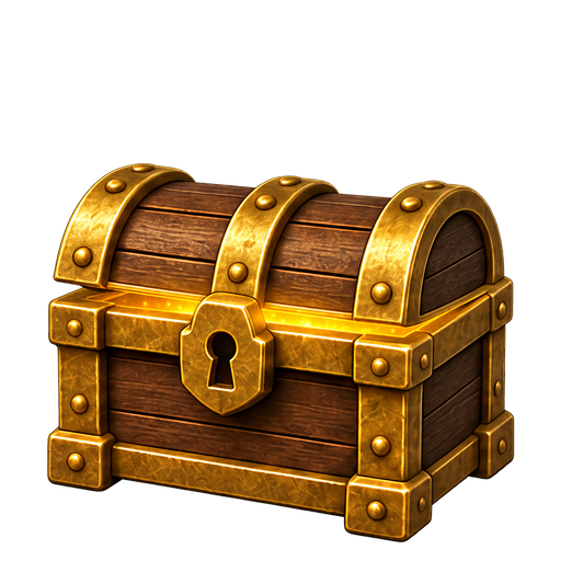Treasure chest with its lid just beginning to lift and warm light appearing