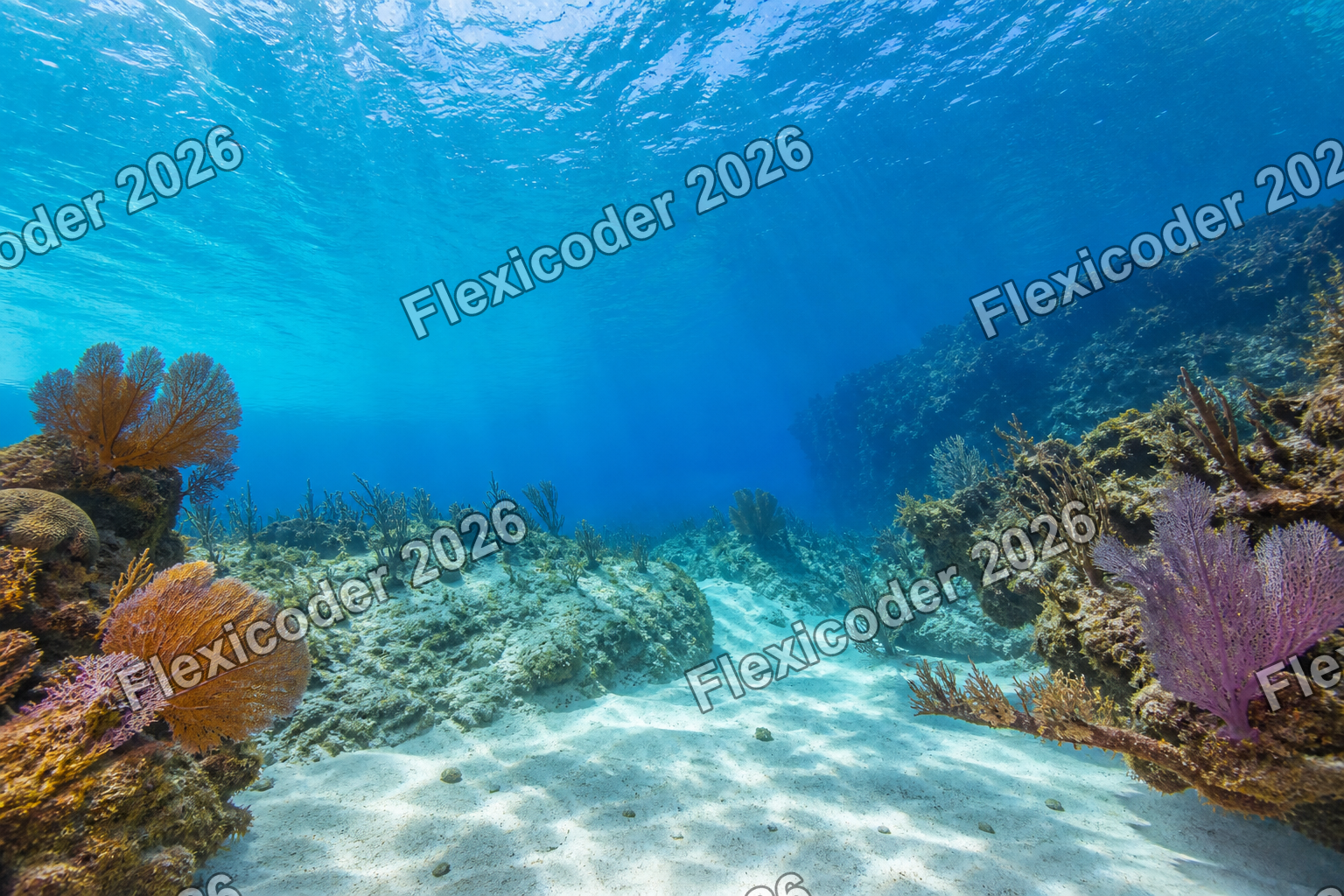 Wide underwater reef poster background for the Caribbean collection