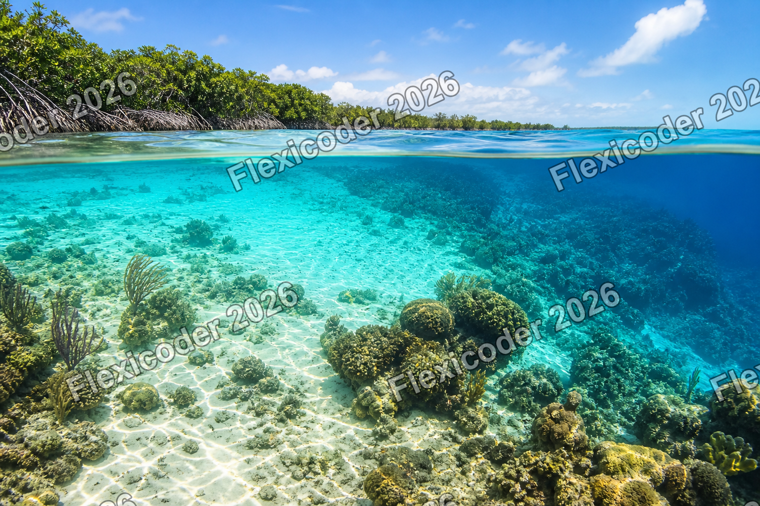 Wide underwater reef poster background for the Mesoamerican Barrier Reef collection
