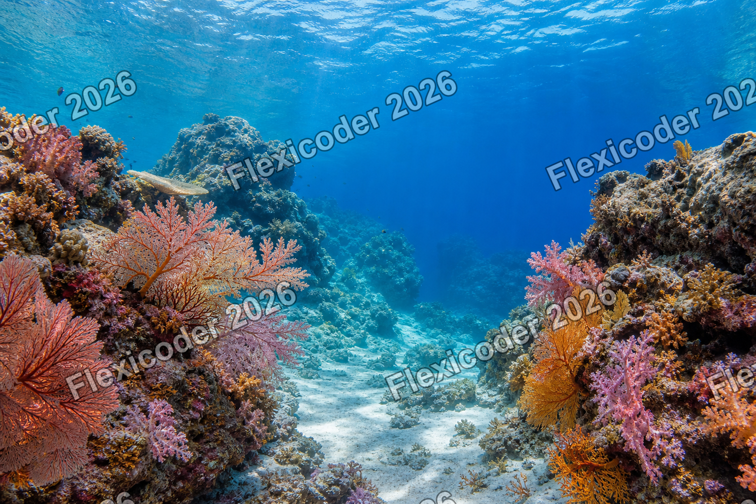 Wide underwater reef poster background for the Pacific Islands collection