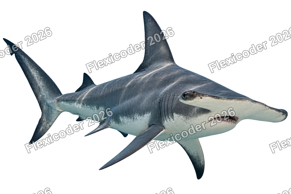 Transparent production sticker artwork of Great Hammerhead for the Caribbean collection