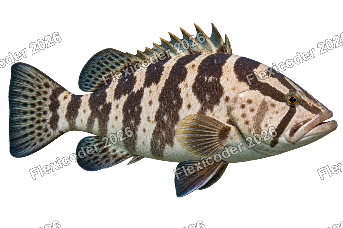 Transparent production sticker artwork of Nassau Grouper for the Caribbean collection