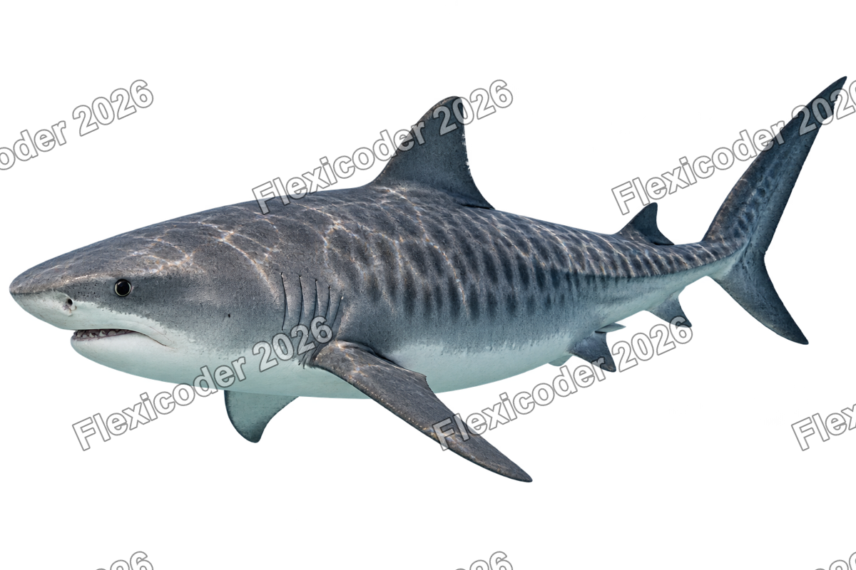 Transparent production sticker artwork of Tiger Shark for the Caribbean collection