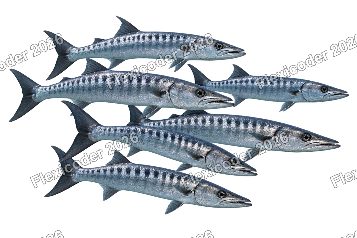 Transparent production sticker artwork of Barracuda School for the Red Sea collection