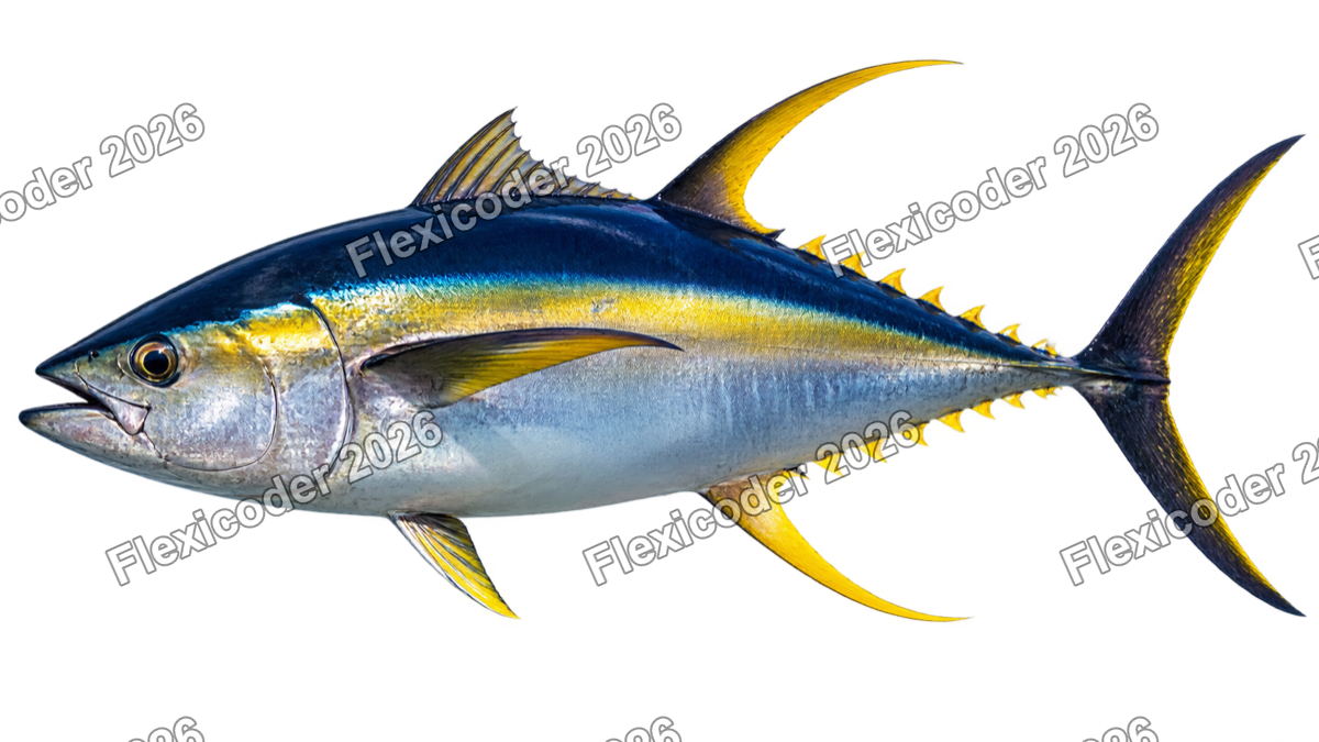 Transparent production sticker artwork of Yellowfin Tuna for the Red Sea collection