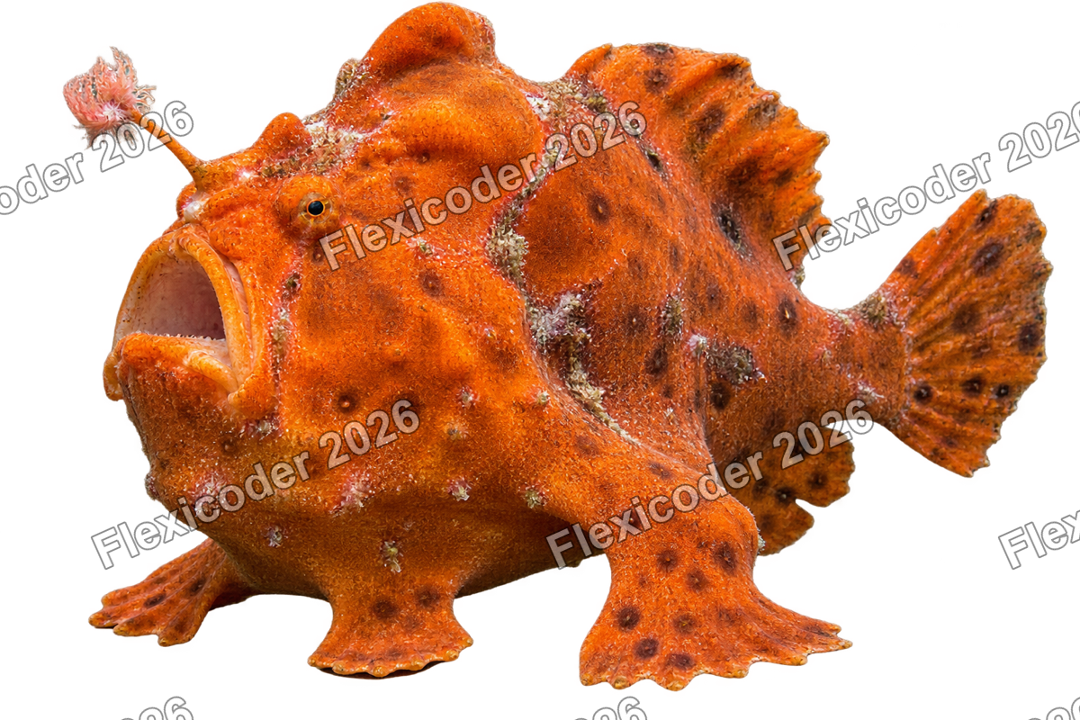 Transparent production sticker artwork of Giant Frogfish for the Indian Ocean collection