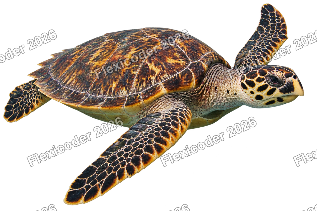 Transparent production sticker artwork of Hawksbill Turtle for the Indian Ocean collection