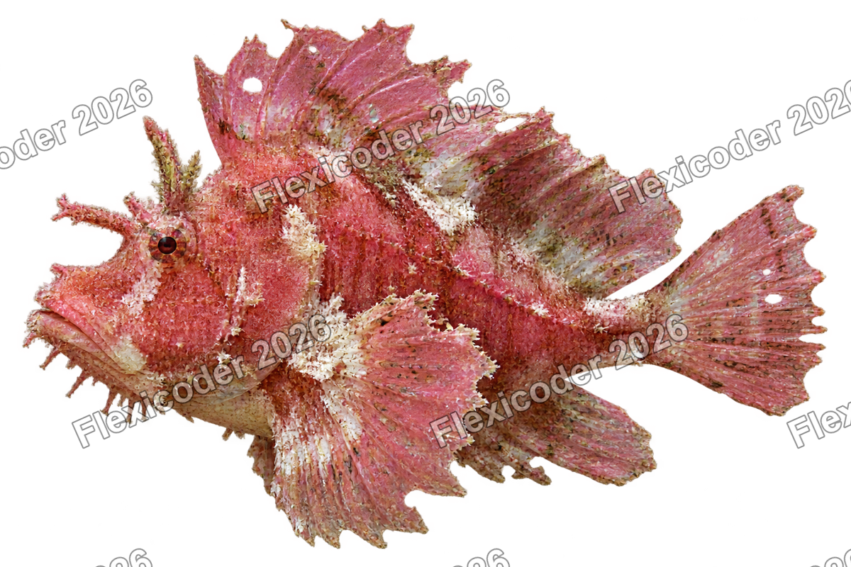 Transparent production sticker artwork of Leaf Scorpionfish for the Indian Ocean collection