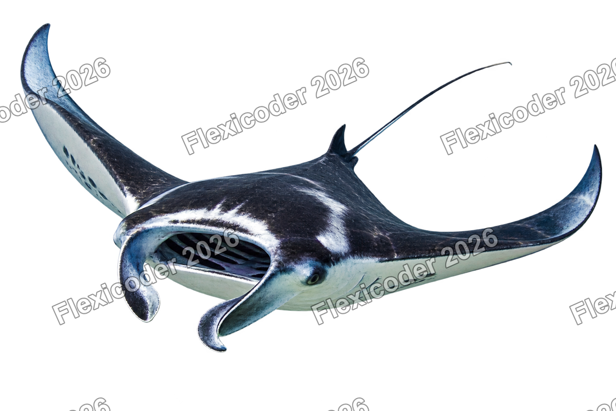 Transparent production sticker artwork of Reef Manta for the Indian Ocean collection