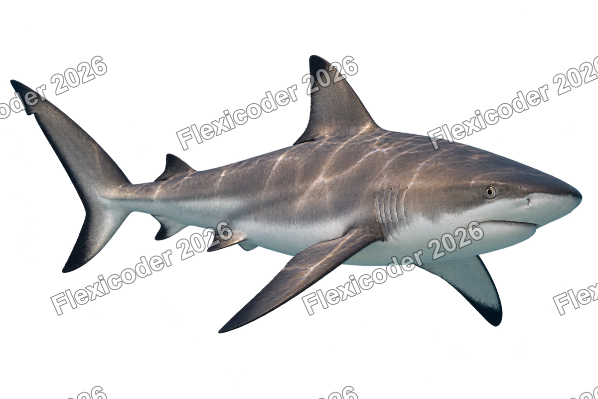 Transparent production sticker artwork of Caribbean Reef Shark for the Mesoamerican Barrier Reef collection