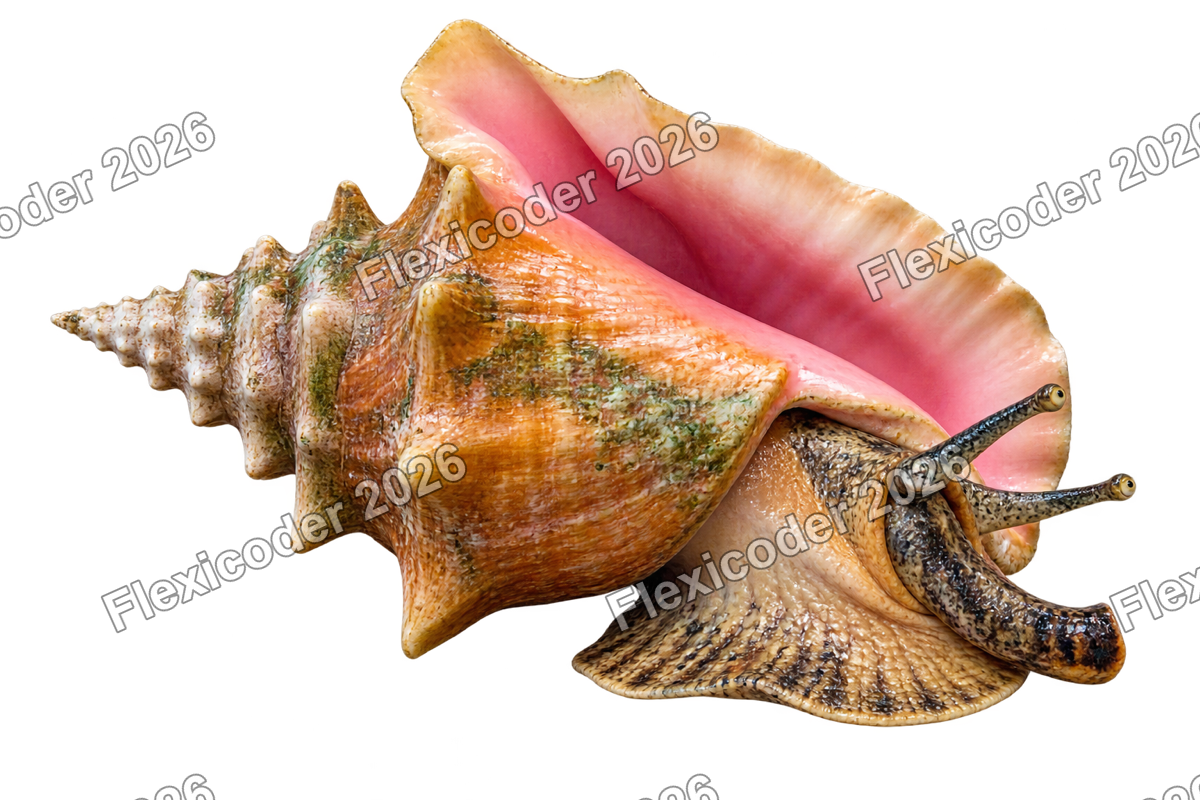 Transparent production sticker artwork of Queen Conch for the Mesoamerican Barrier Reef collection