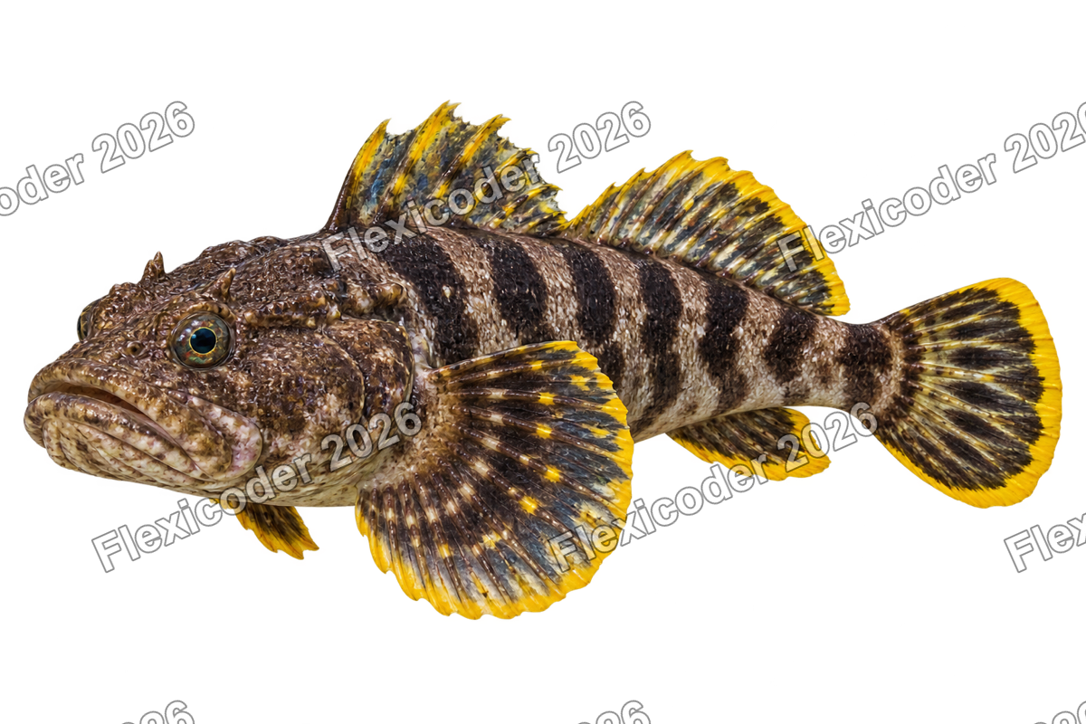 Transparent production sticker artwork of Splendid Toadfish for the Mesoamerican Barrier Reef collection
