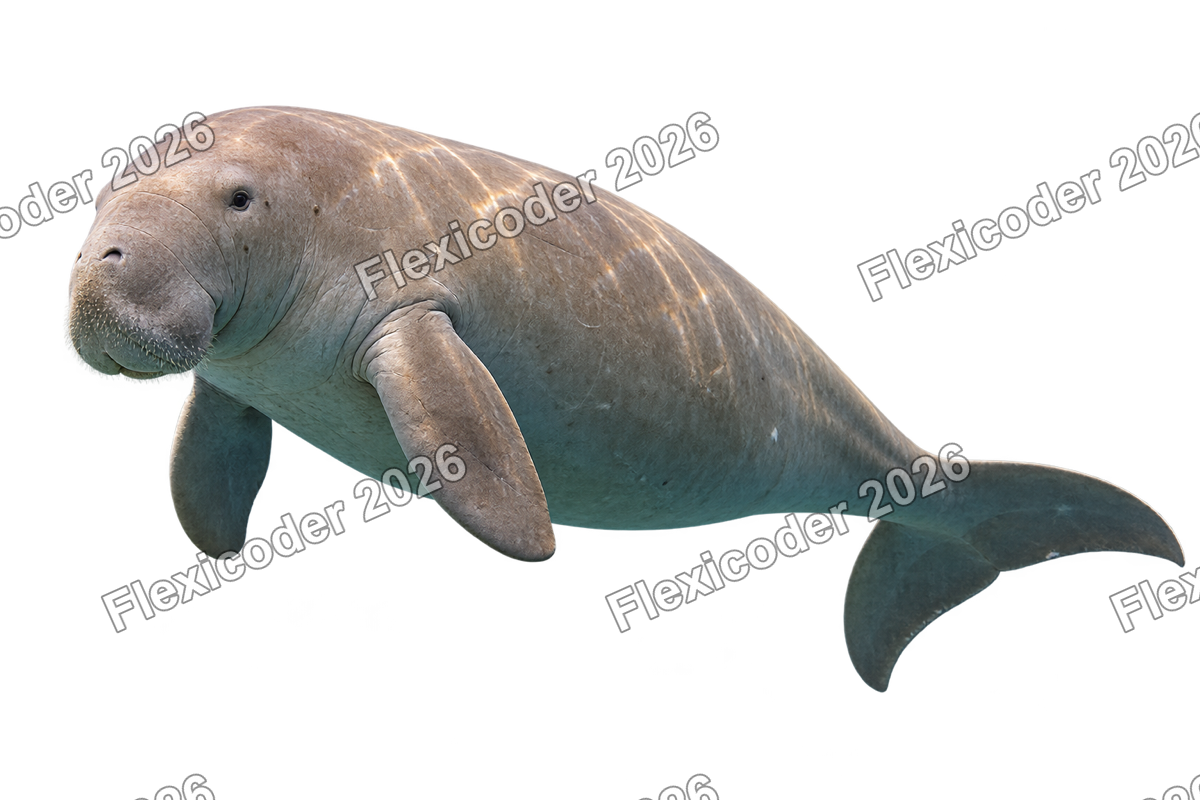 Transparent production sticker artwork of Dugong for the Pacific Islands collection