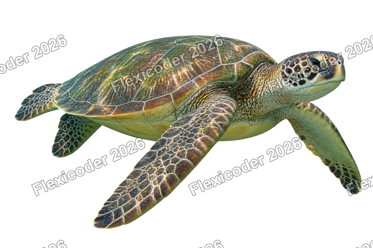 Transparent production sticker artwork of Green Turtle for the Pacific Islands collection