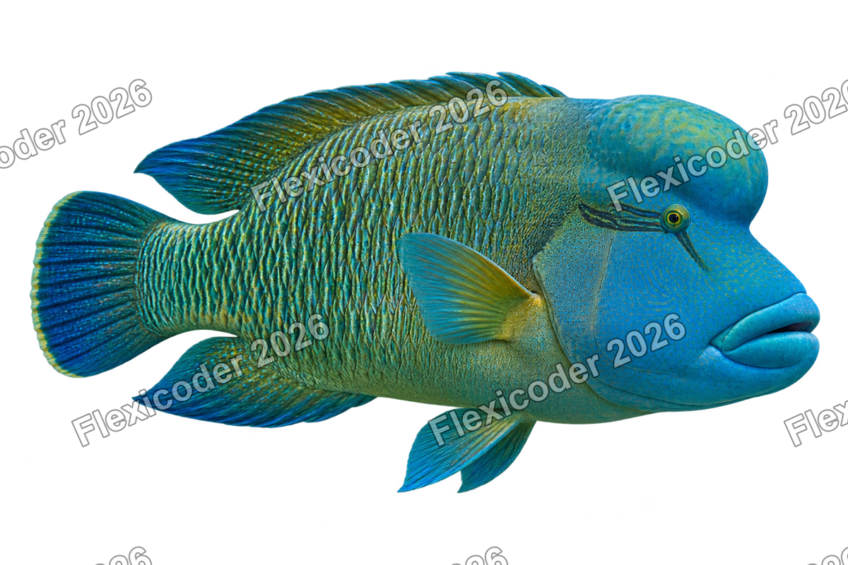 Transparent production sticker artwork of Napoleon Wrasse for the Pacific Islands collection