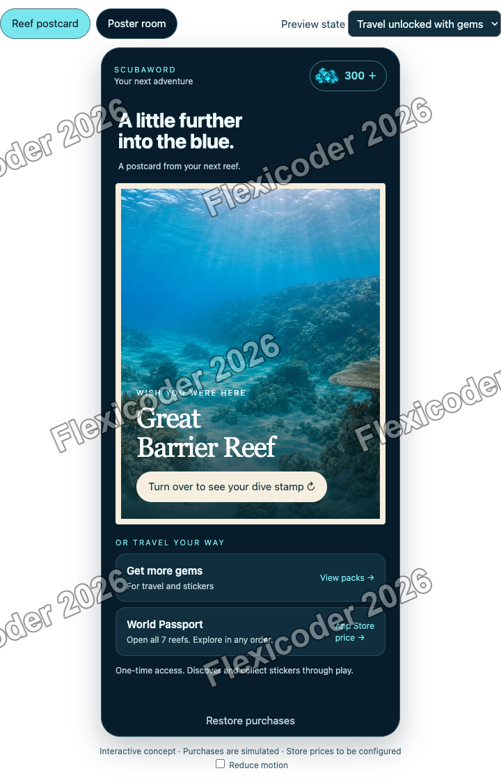 Interactive reef postcard front