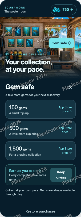 Gem shop at standard phone width