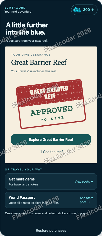 Reef postcard approved through a named visa