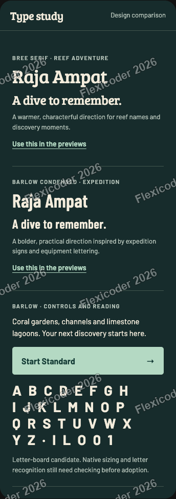 Dark typography study at standard width