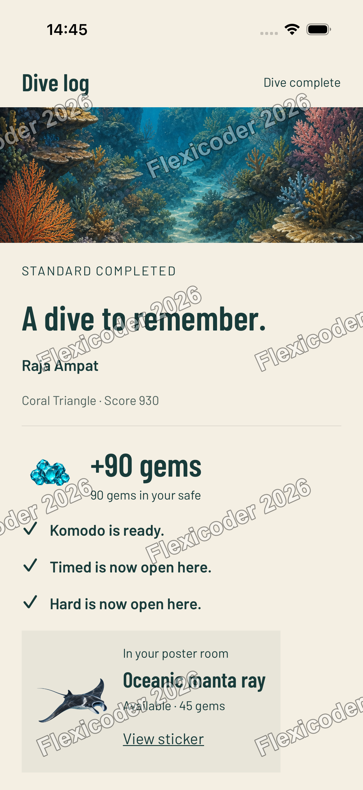 Native post-dive log