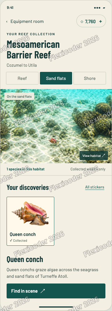 Sand flats habitat chapter on a phone