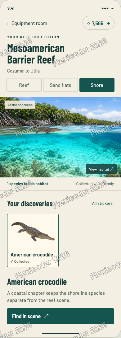 Shore habitat chapter on a phone