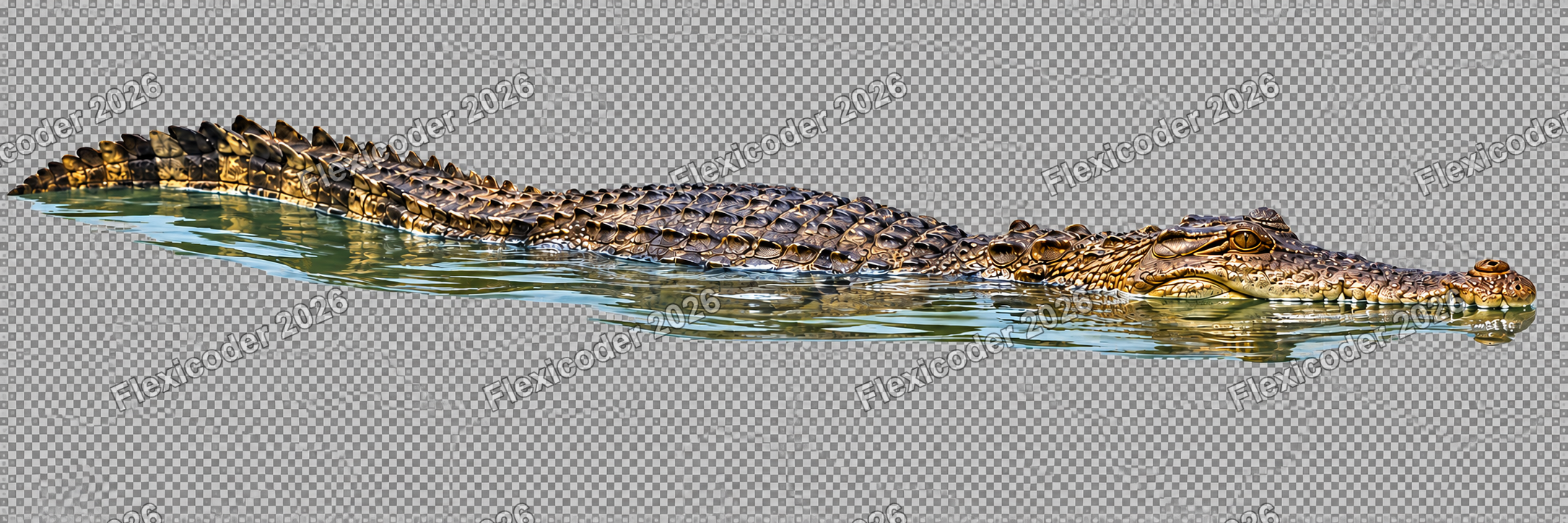 Second crocodile cutout attempt with checkerboard still visible