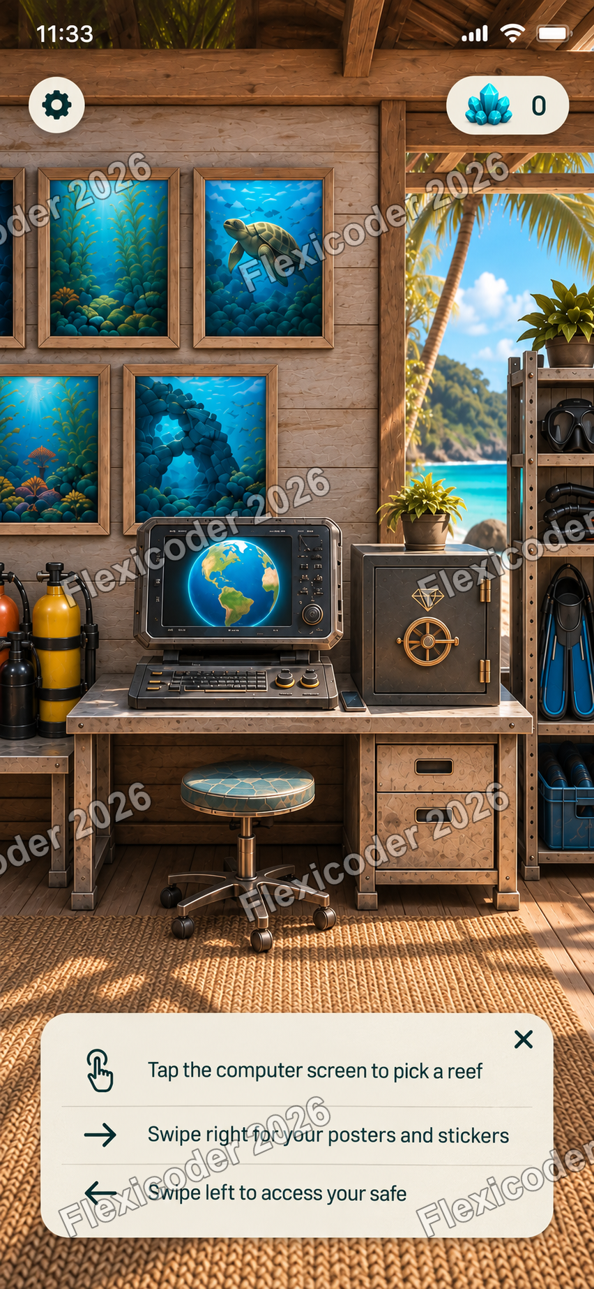 Phone equipment-room concept with computer, safe and instructional card